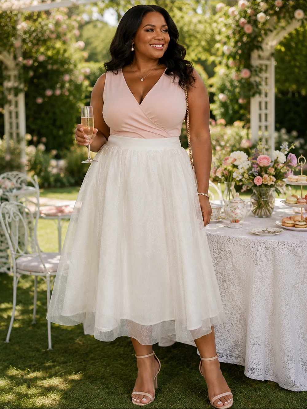 Soprano White Layered Tulle Skirt